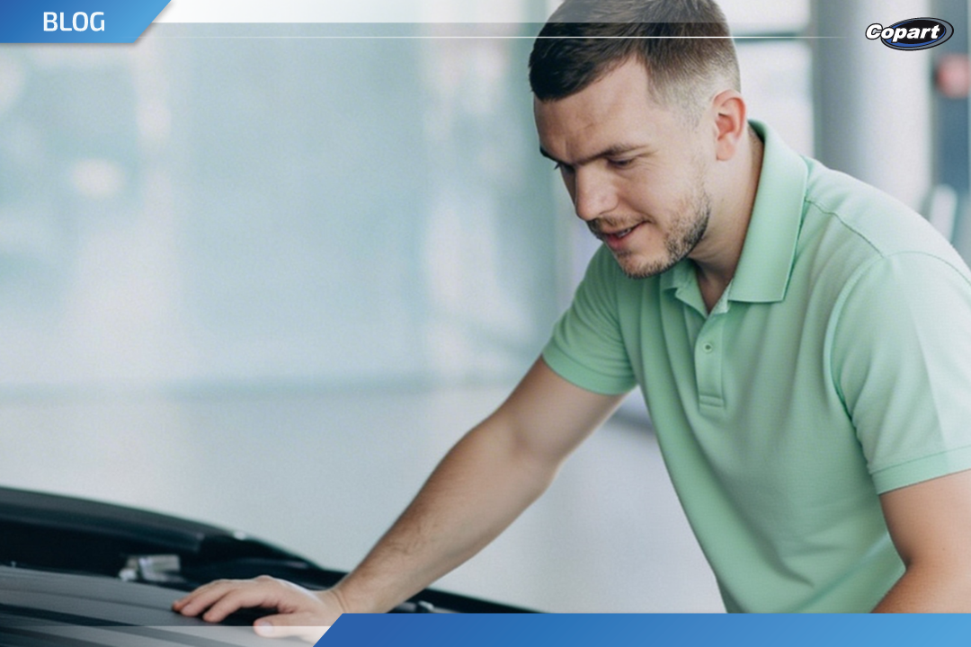 Homem verificando o carro antes de uma viagem, representando dicas para viajar com segurança e checagem preventiva do veículo.